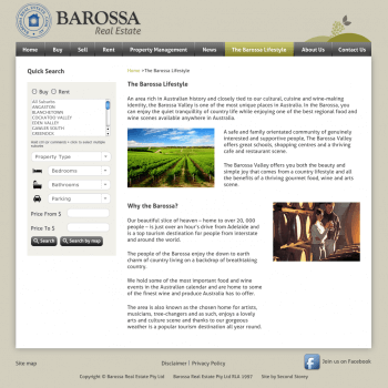 Copywriting website content for Barossa Real Estate